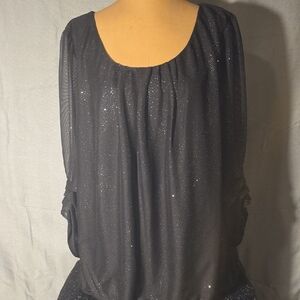 Roz & Ali Black Glitter Blouse